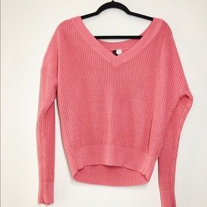knitted pink sweater